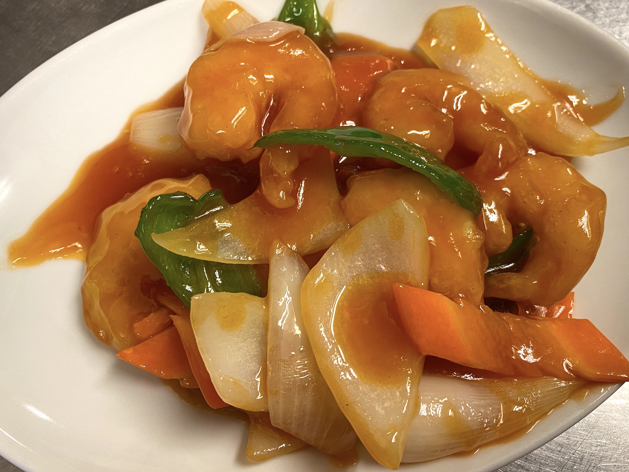 えびと野菜の甘酢あんかけ